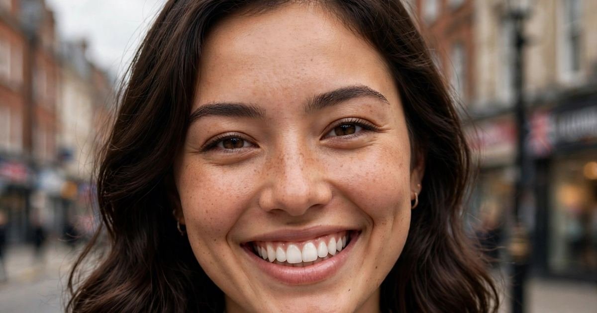 Smiling woman on a Nottingham street